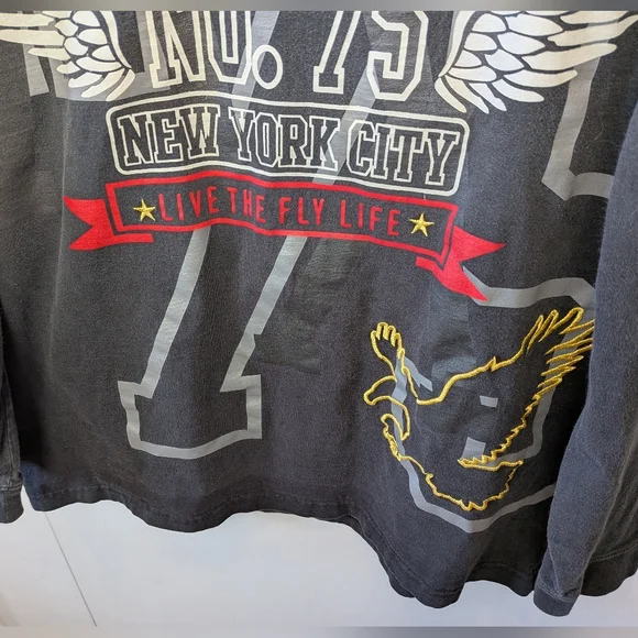 VTG Y2K AVIREX Men Long Sleeve Shirt Size XL Black Streetwear Baggy Loose Fit - Picture 3 of 12